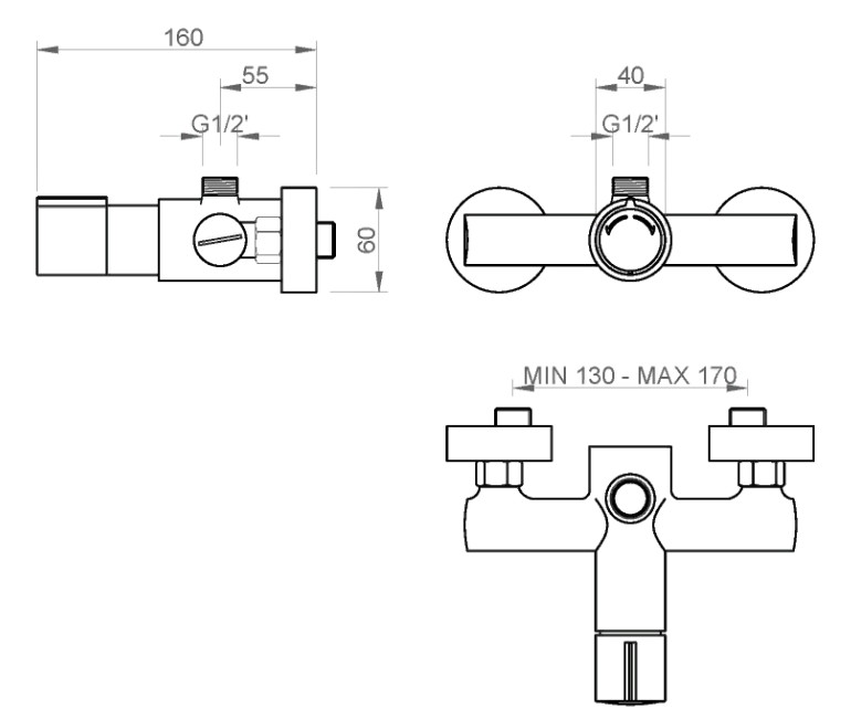 Смеситель для душа антивандальный Nofer 07270.M.B