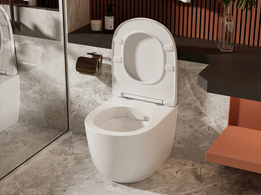 Унитаз Abber Bequem AC1111 приставной белый, безободковый