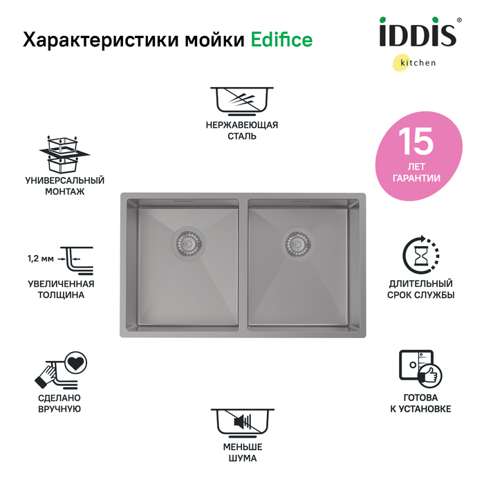 Мойка встраиваемая Iddis Edifice EDI75G2i77