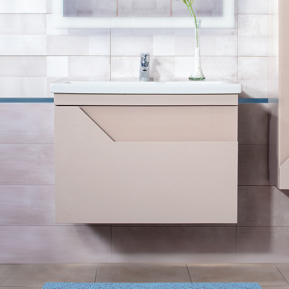 Тумба с раковиной Бриклаер Брайтон 80 подвесная, глиняный серый