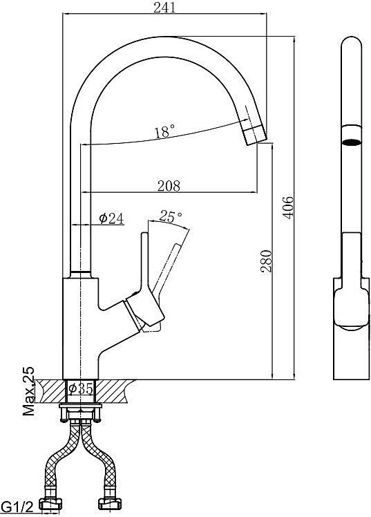 Смеситель для кухни D&K Rhein Dusseldorf DA1492401 хром