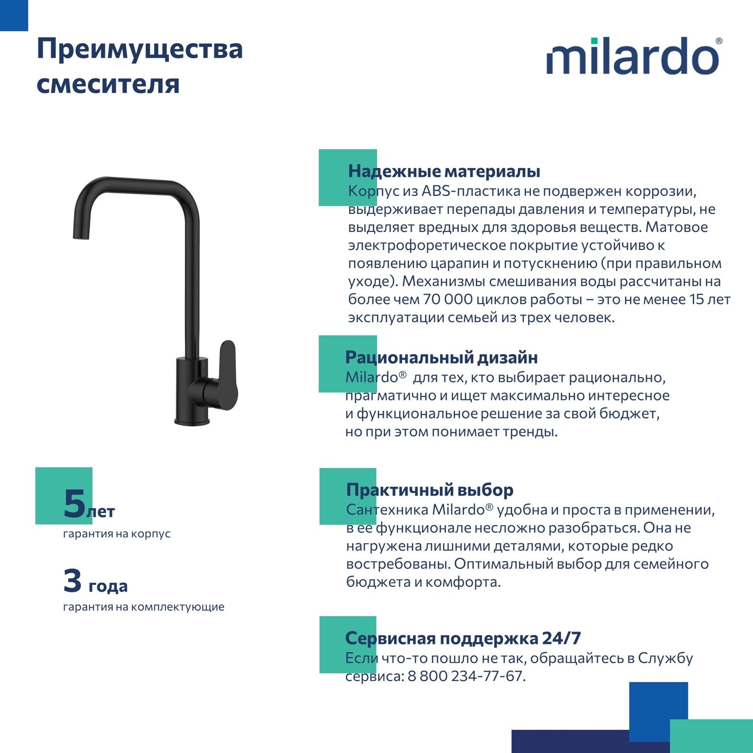 Смеситель для кухни Milardo Poli POLBLL0M05