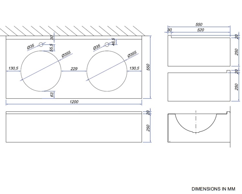 Раковина коллективная закрытого типа Nofer 13080.2.S