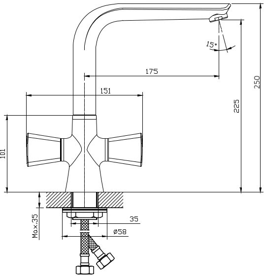 Смеситель для кухни Rush Andros AN2435-22