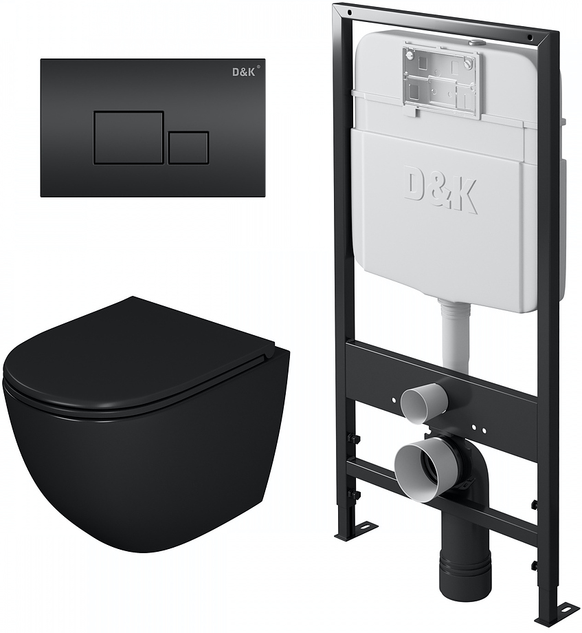 Унитаз подвесной с инсталляцией, сиденьем и клавишей смыва D&K Matrix DS1392502