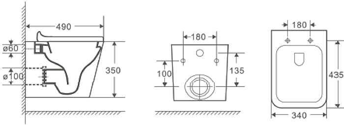 Унитаз подвесной с инсталляцией, сиденьем и клавишей смыва D&K Berlin DS1432502