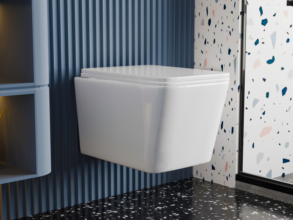 Унитаз Abber Rechteck AC1201T подвесной белый, безободковый, смыв торнадо