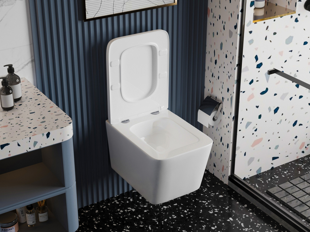 Унитаз Abber Rechteck AC1201T подвесной белый, безободковый, смыв торнадо