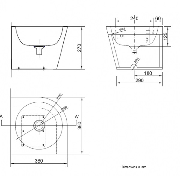 Раковина угловая Nofer 13036.CLR.S