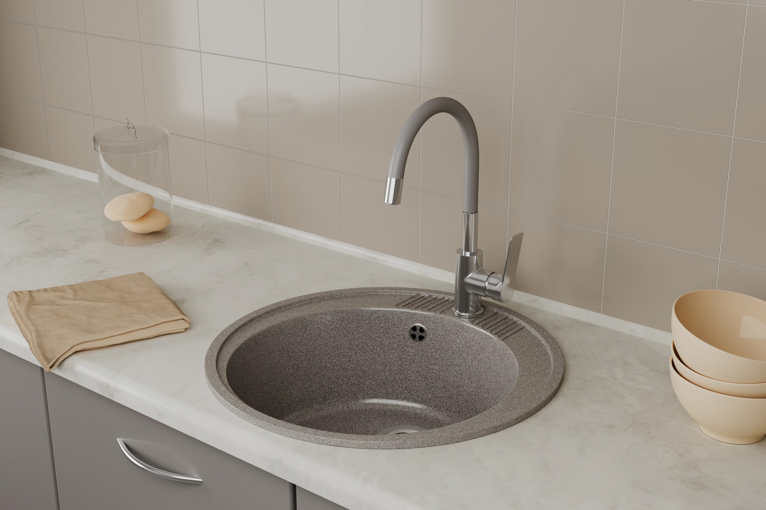 Смеситель для кухни с гибким изливом Rush Siple SI7335-60Grey