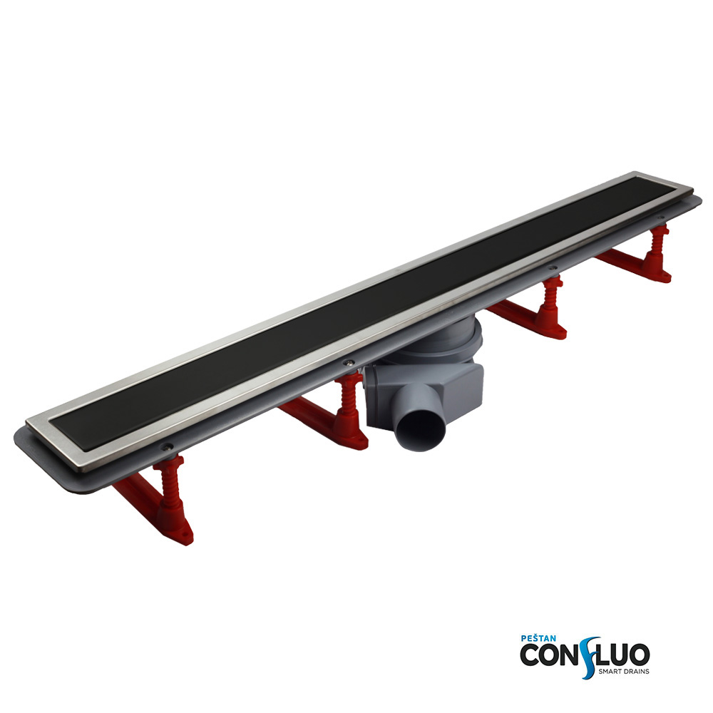 Confluo Premium Black Glass Line 300 линейный трап PESTAN