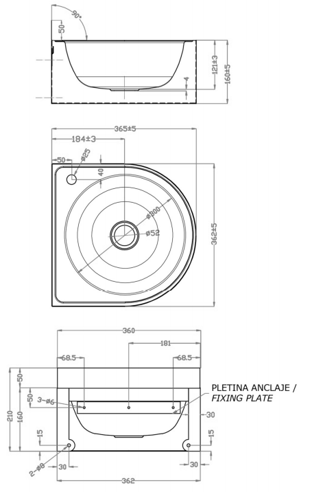 Раковина с отверстием для смесителя Nofer 13061.S