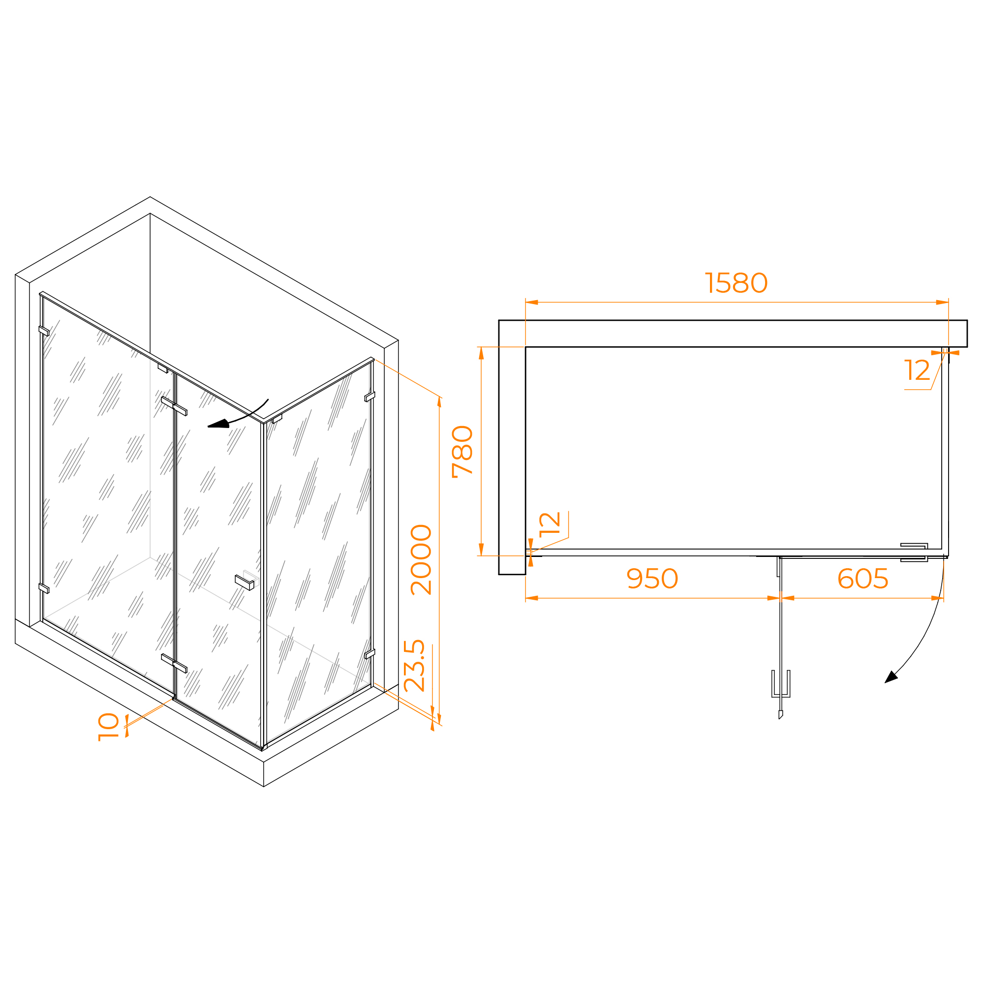 Душевой уголок RGW SV-040Gr 80х160 с распашной дверью