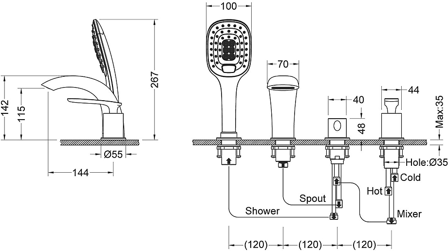Смеситель на борт ванны Timo Helmi 4020/03Y