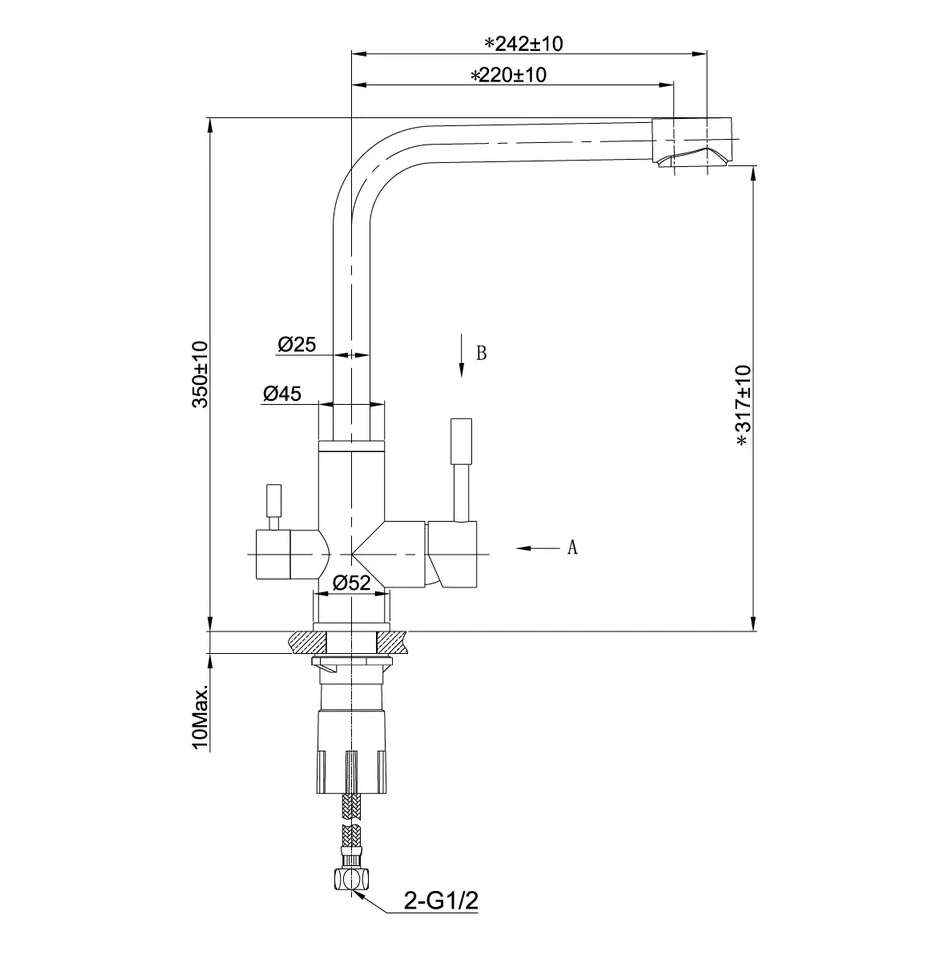 Смеситель Lemark Expert LM5061RGN для кухни  с подключением к фильтру с питьевой водой