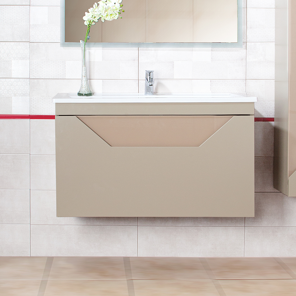 Тумба с раковиной Бриклаер Брайтон 100 подвесная, глиняный серый