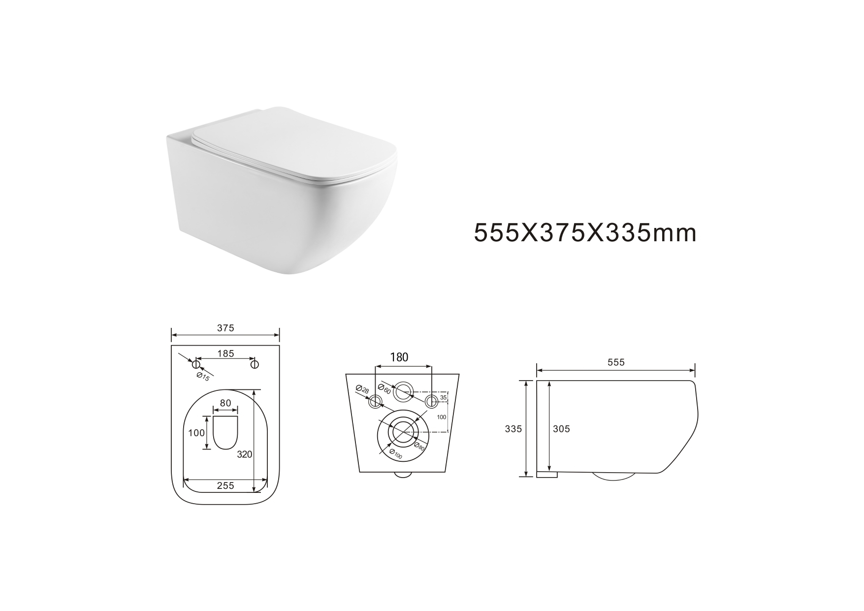 Унитаз подвесной безободковый Aquatek Медея AQ1537T-00 с сиденьем Soft Close