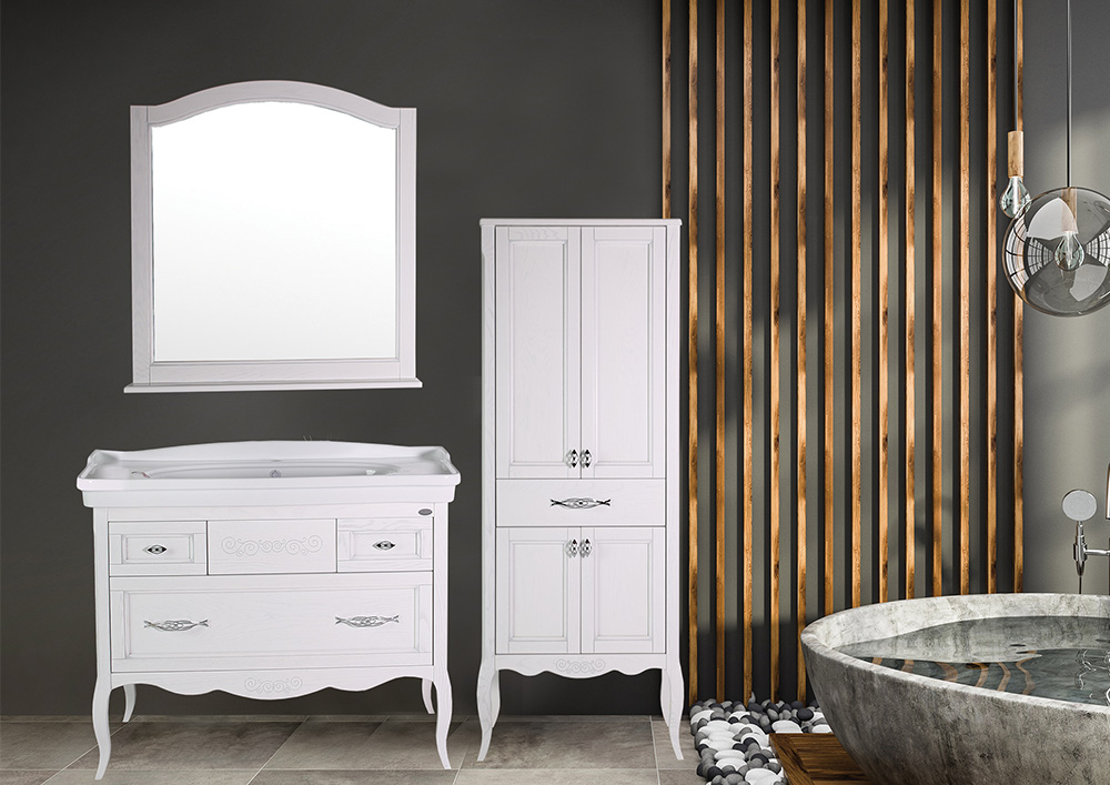 Пенал ASB-Woodline Модерн 60 белая патина серебро