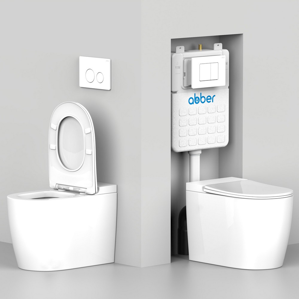 Унитаз Abber Bequem AC1113 приставной белый, безободковый