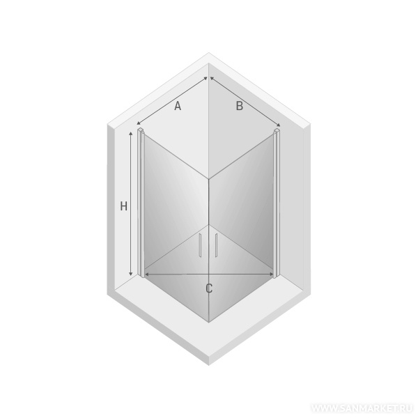 Душевая шторка New Trendy Negra Platinum 90х80 см