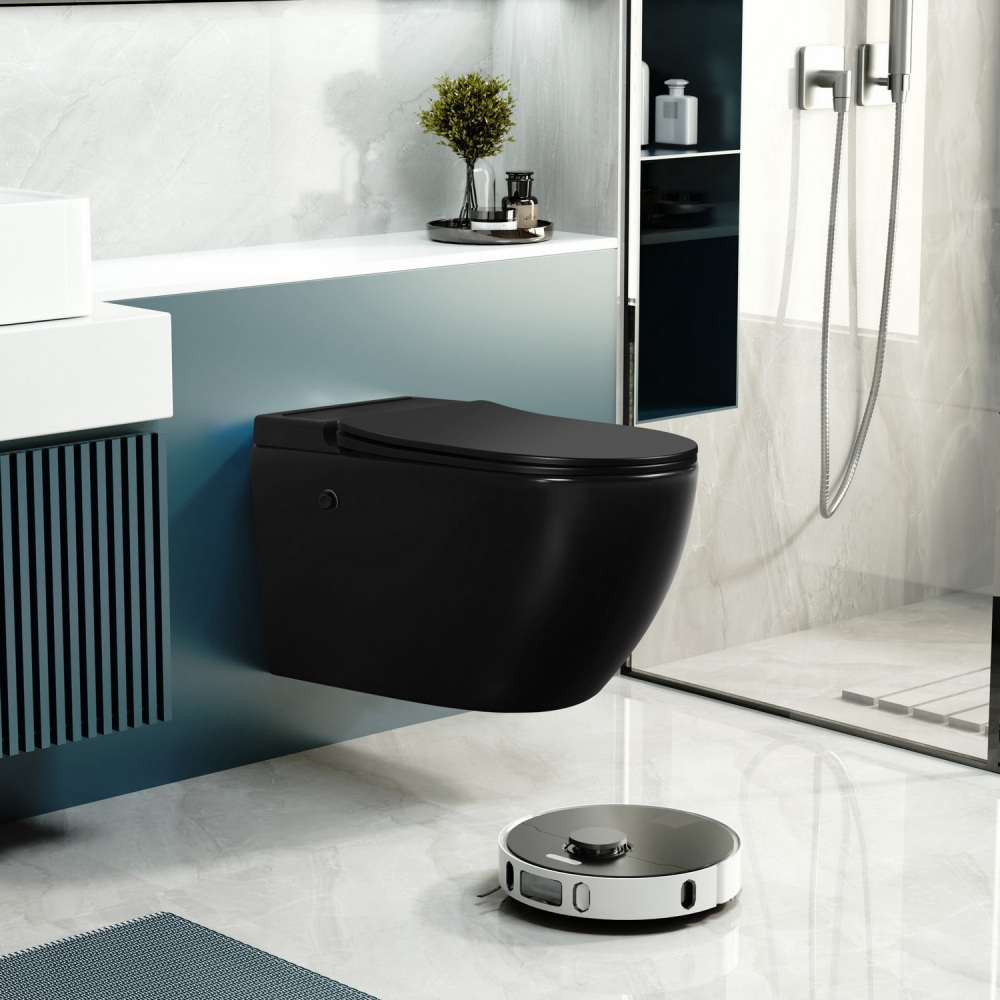 Унитаз Abber Bequem AC1108PMB подвесной черный матовый с импульсным смывом
