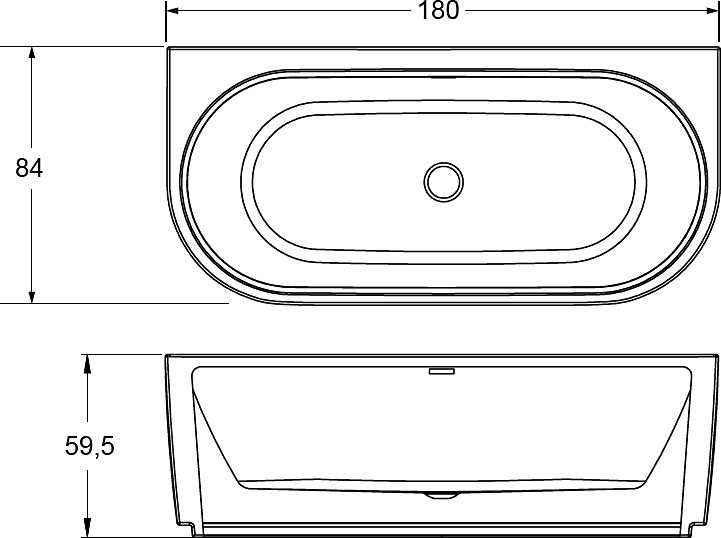 Акриловая ванна Riho Desire Wall Mounted 184x84
