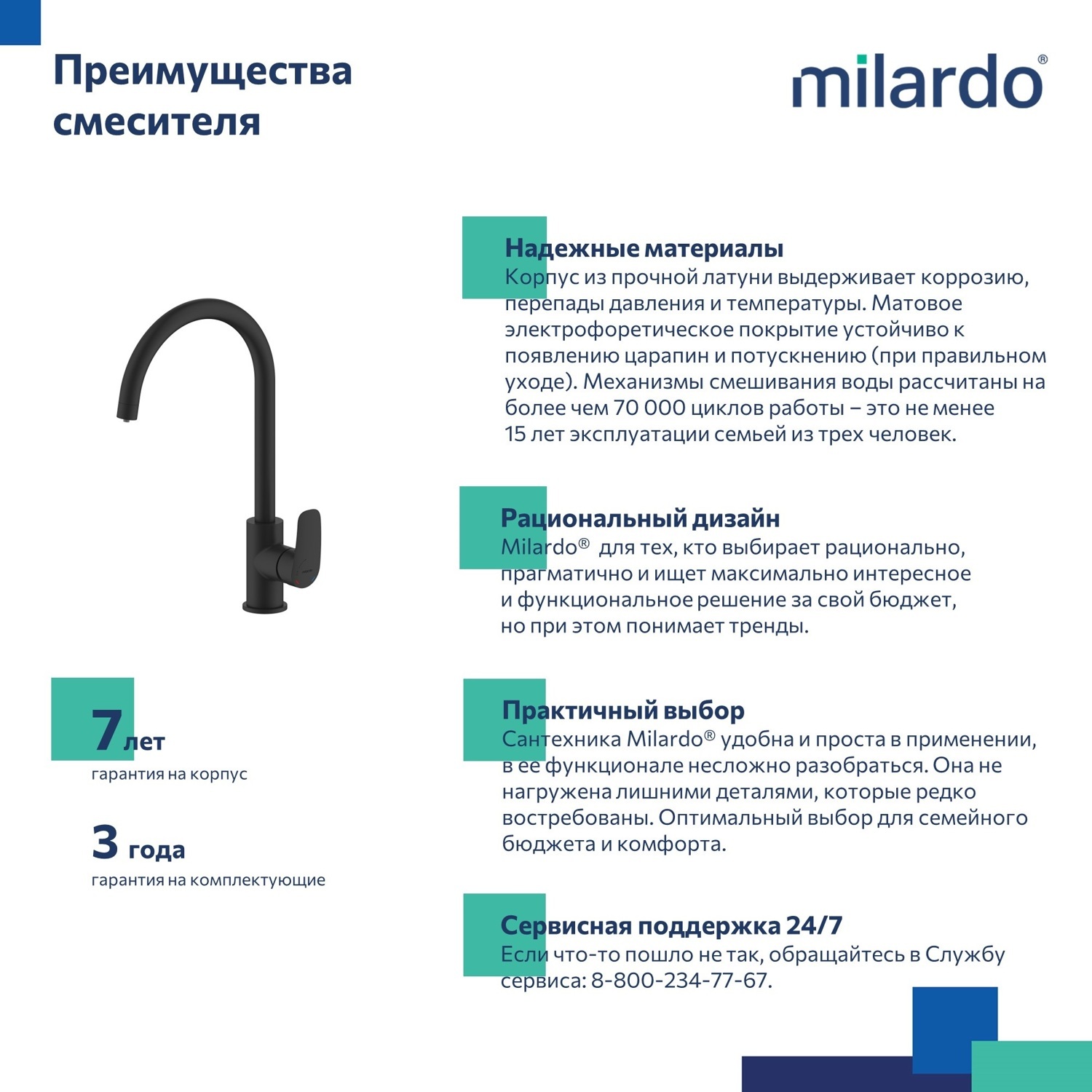 Смеситель для кухни Milardo RORBLFJM05