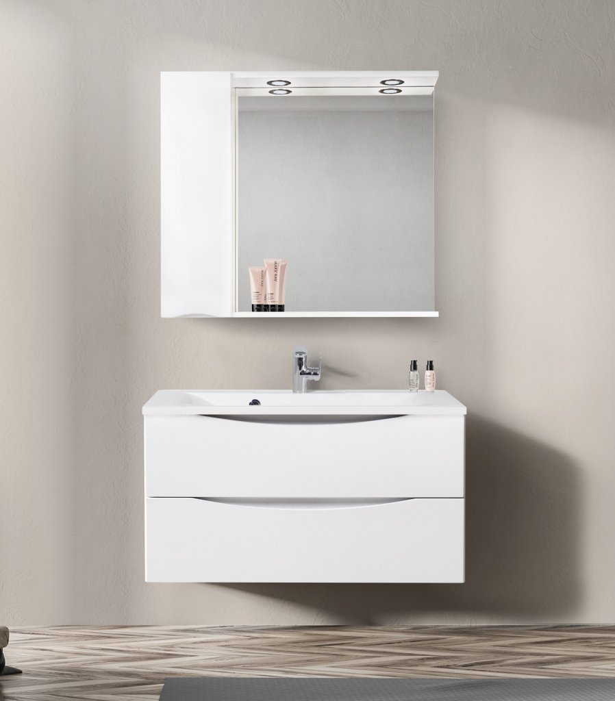 Зеркальный шкаф BelBagno Marino 90 см L, Bianco Lucido