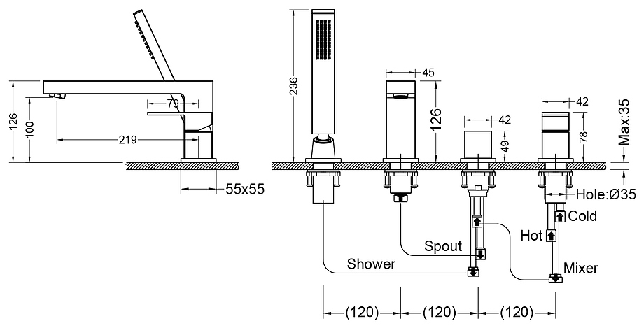 Смеситель на борт ванны Timo Selene 2130/17Y