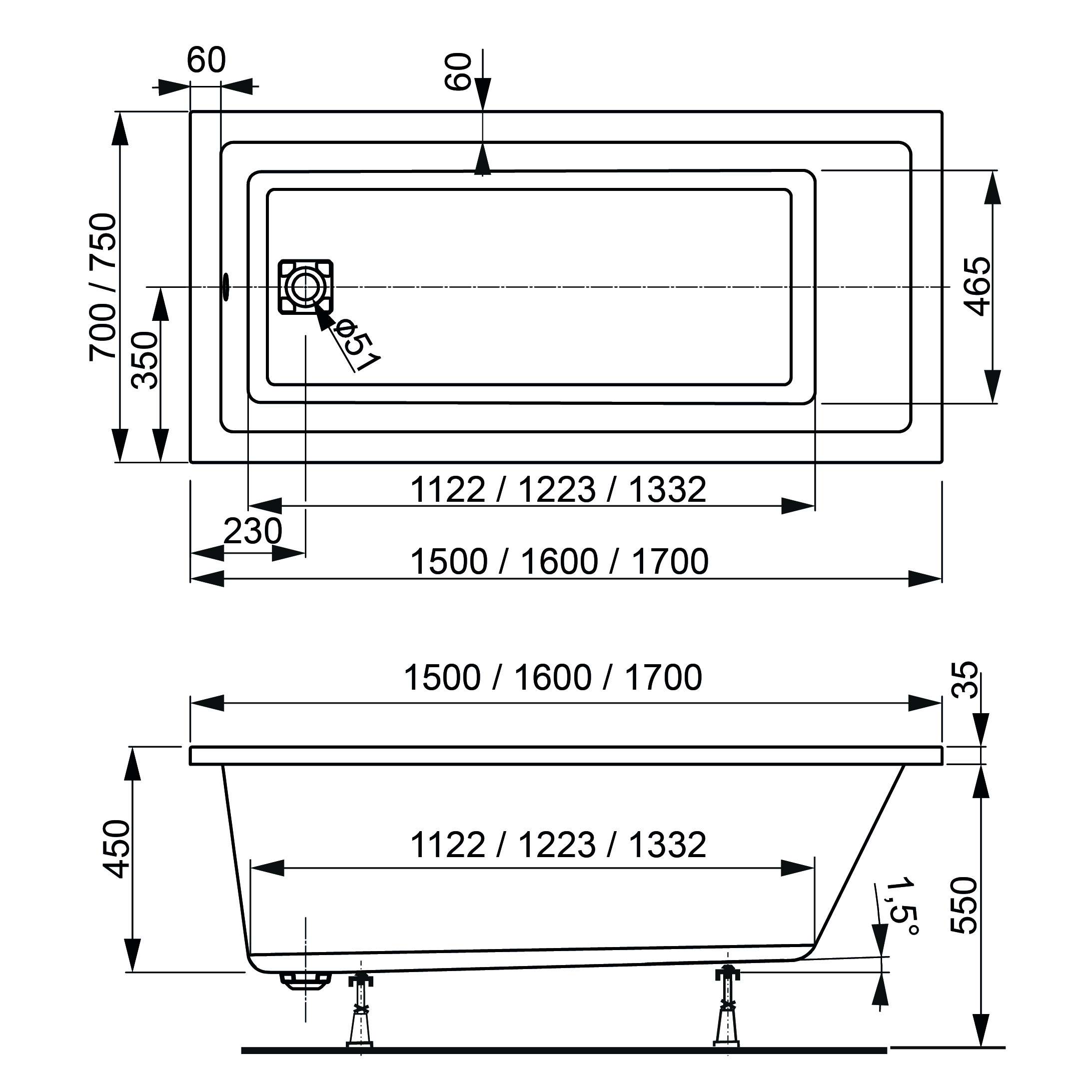 Акриловая ванна VAGNERPLAST Cavallo VPBA167CAV2X-04 160х70