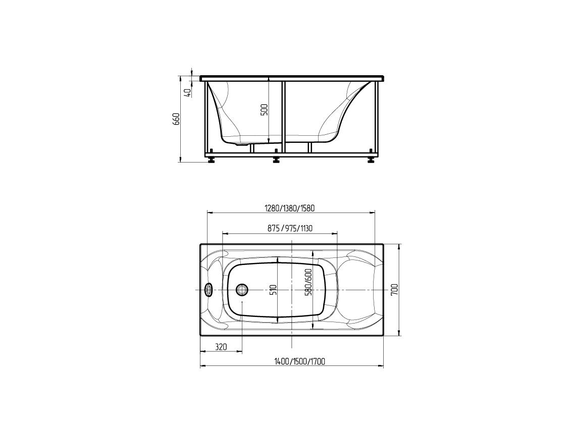 Акриловая ванна Aquatek Альфа 150x70 ALF150-0000038