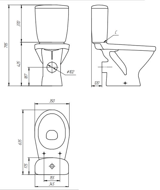Унитаз-компакт Cersanit Trento 011 3/6 TPL
