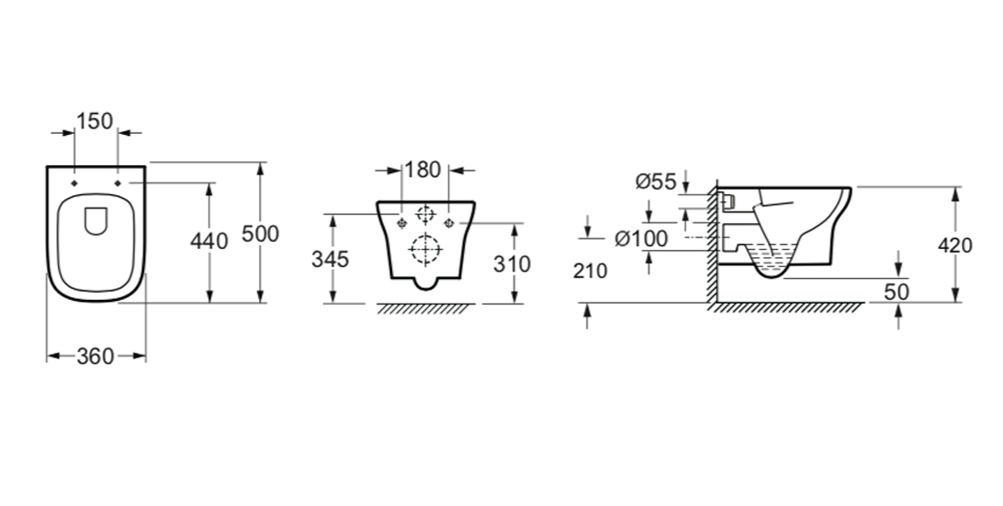 Подвесной унитаз Lavinia Boho Bristol Rimless 3305002R