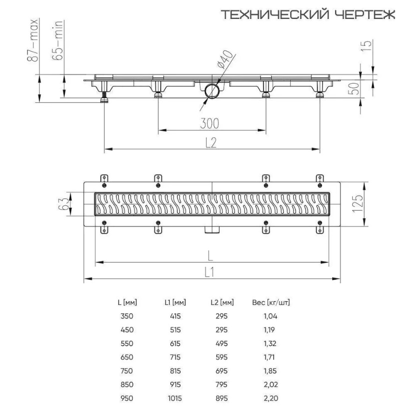 Водоотводящий желоб ALPEN-MCH Klasic/Floor CH550K