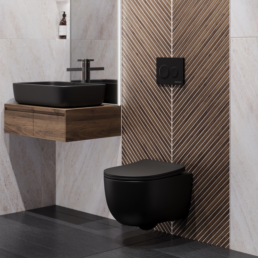 Унитаз подвесной Berges Ventas 082136 безободковый, черный