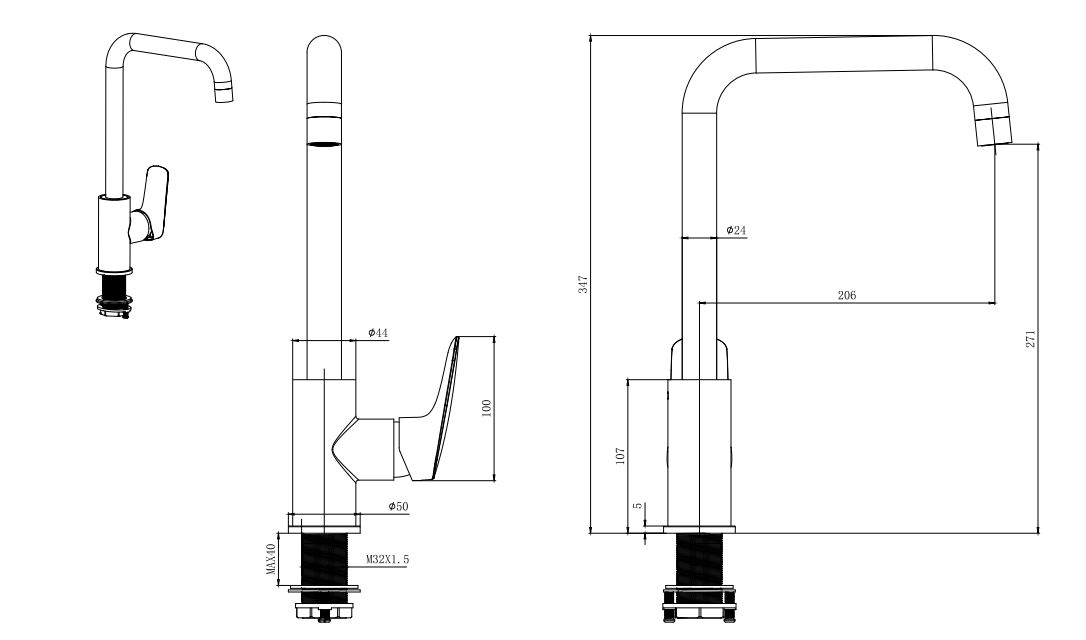 Смеситель Aquatek Вега AQ1081MB для кухни