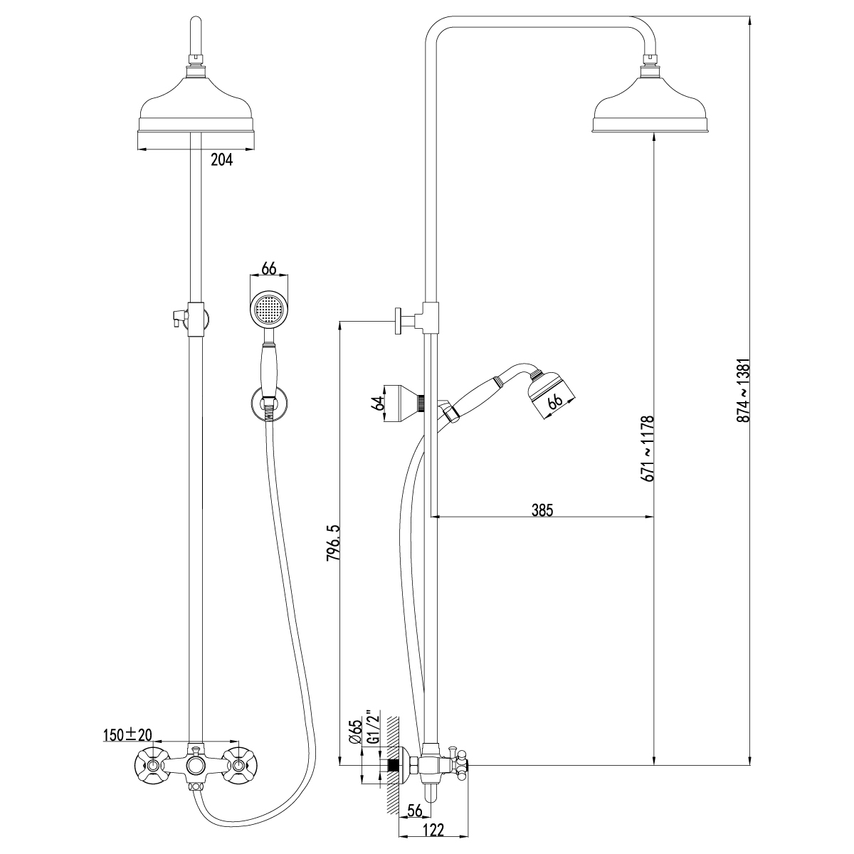 Смеситель Lemark Vintage LM2860B для душа