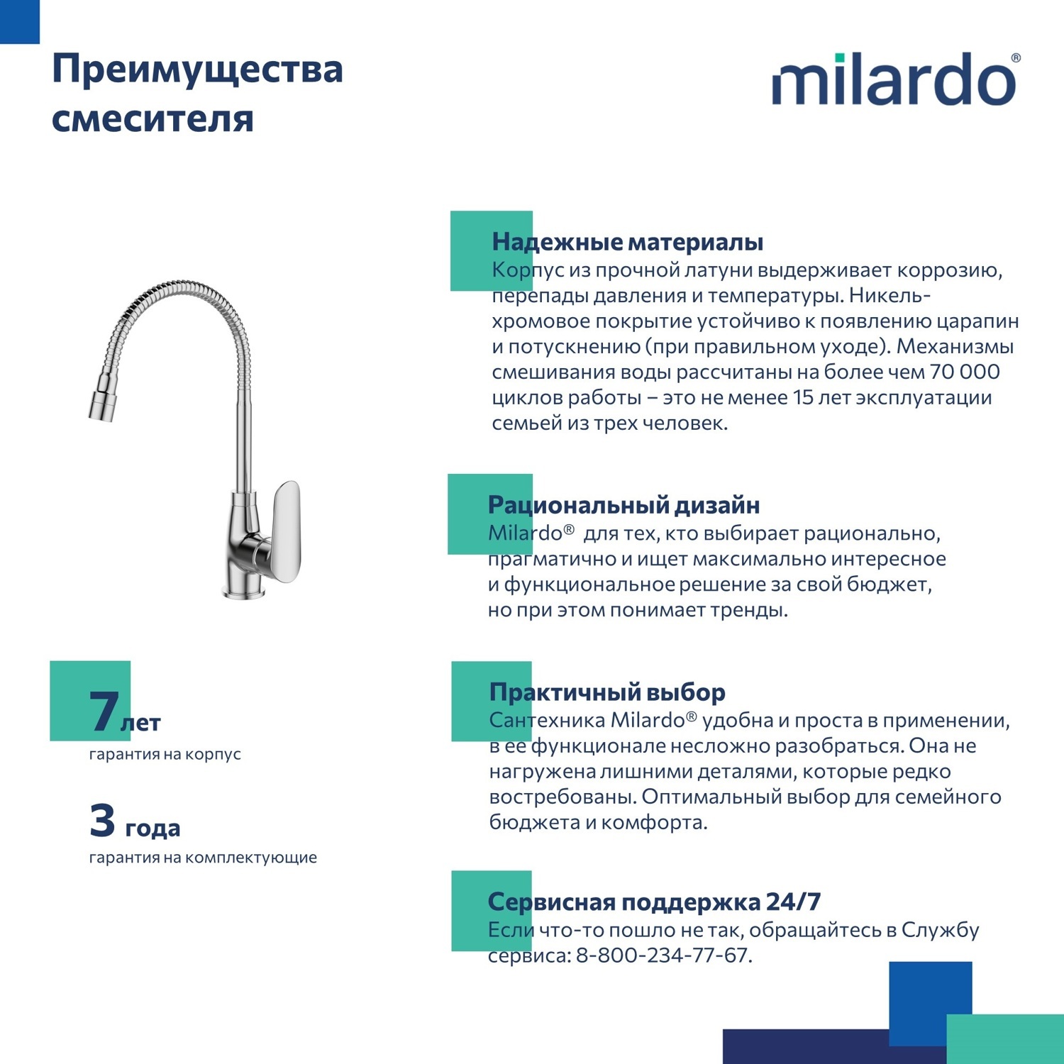 Смеситель для кухни Milardo M07SB2FM05