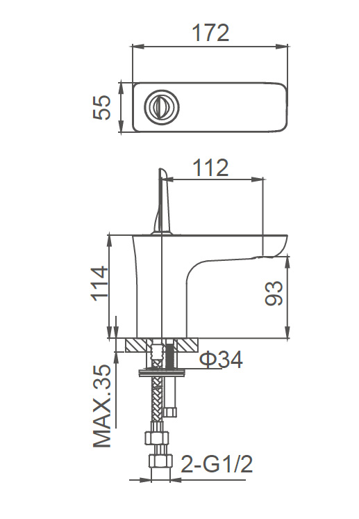 Смеситель для раковины WONZON & WOGHAND SHARK, Хром WW-48B1101-CR