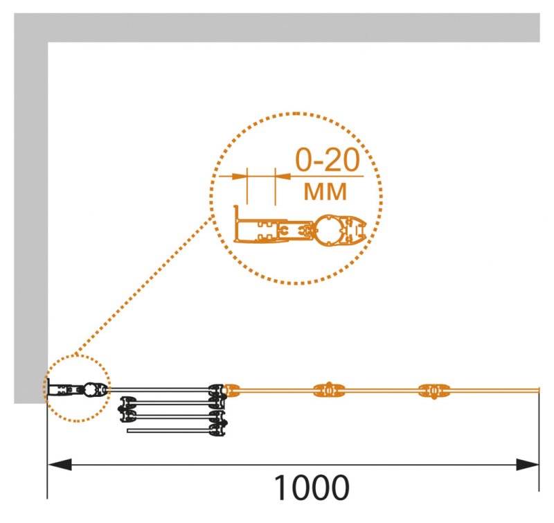 Душевая шторка Cezares PRATICO-V-4-100/140-C-Cr