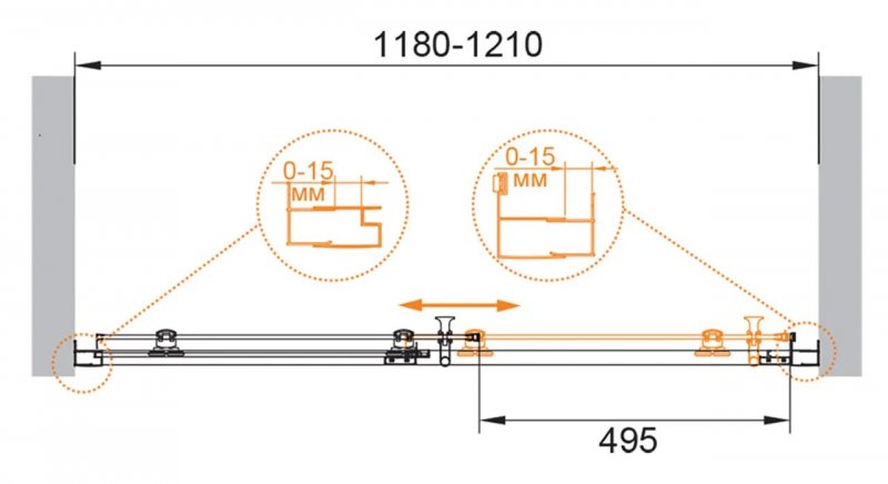 Душевая дверь Cezares ECO-O-BF-1-120-C-NERO