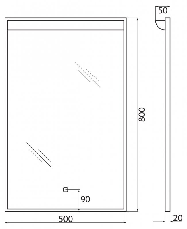 Зеркало BelBagno SPC-UNO 50х80 с сенсорным выключателем