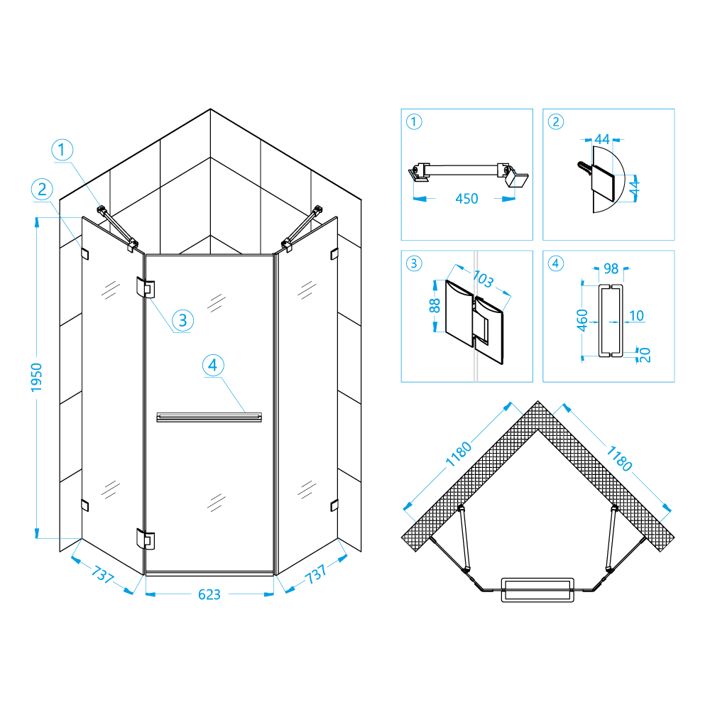 Душевой уголок RGW HO-082 120х120