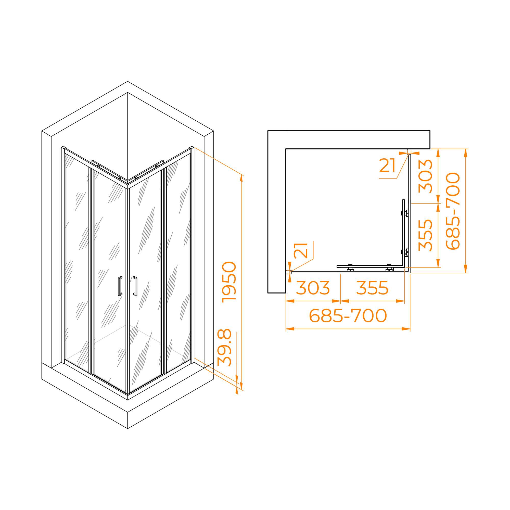 Душевой уголок RGW PA-030B 70х70