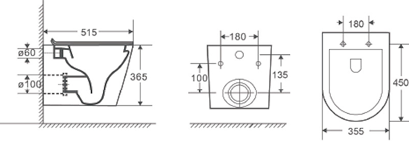 Унитаз подвесной с инсталляцией, сиденьем и клавишей смыва D&K DS1021604