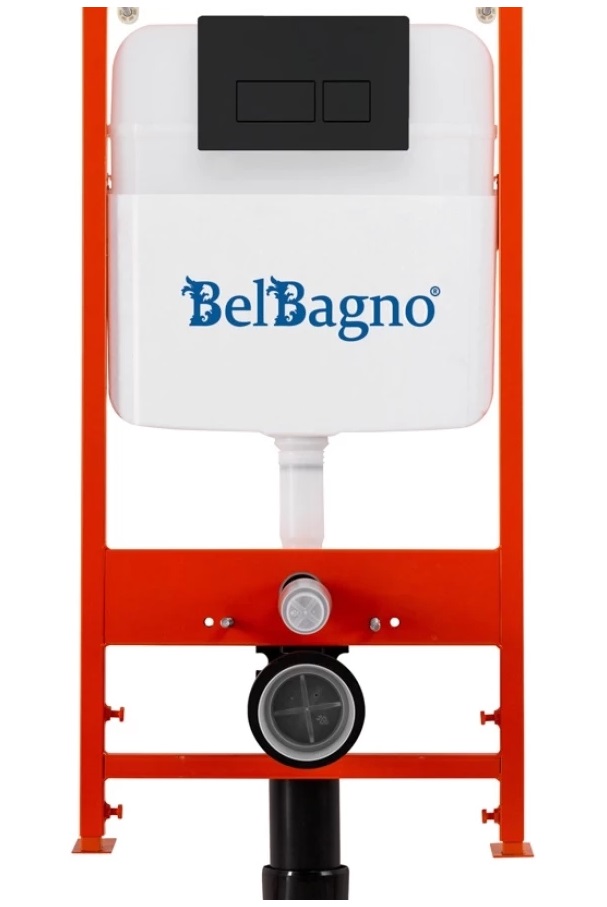 Инсталляция для подвесного унитаза BelBagno BB026/BB044NERO с панелью смыва