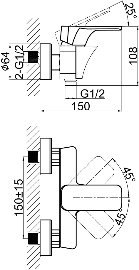 Смеситель для душа D&K Berlin Freie DA1433101 хром