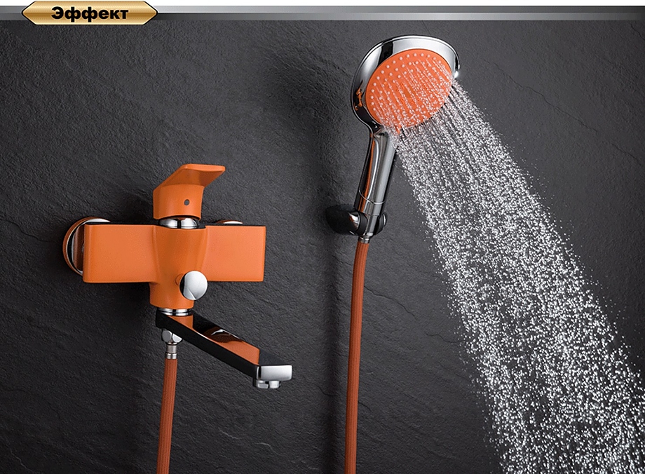 Смеситель для ванны с душем D&K Berlin Kunste DA1433313 оранжевый, хром