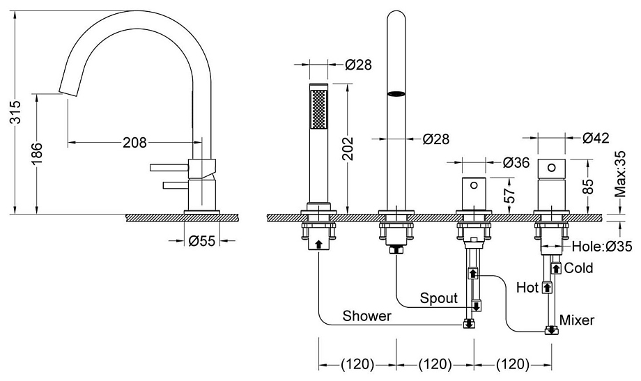 Смеситель на борт ванны Timo Saona 2320/17Y