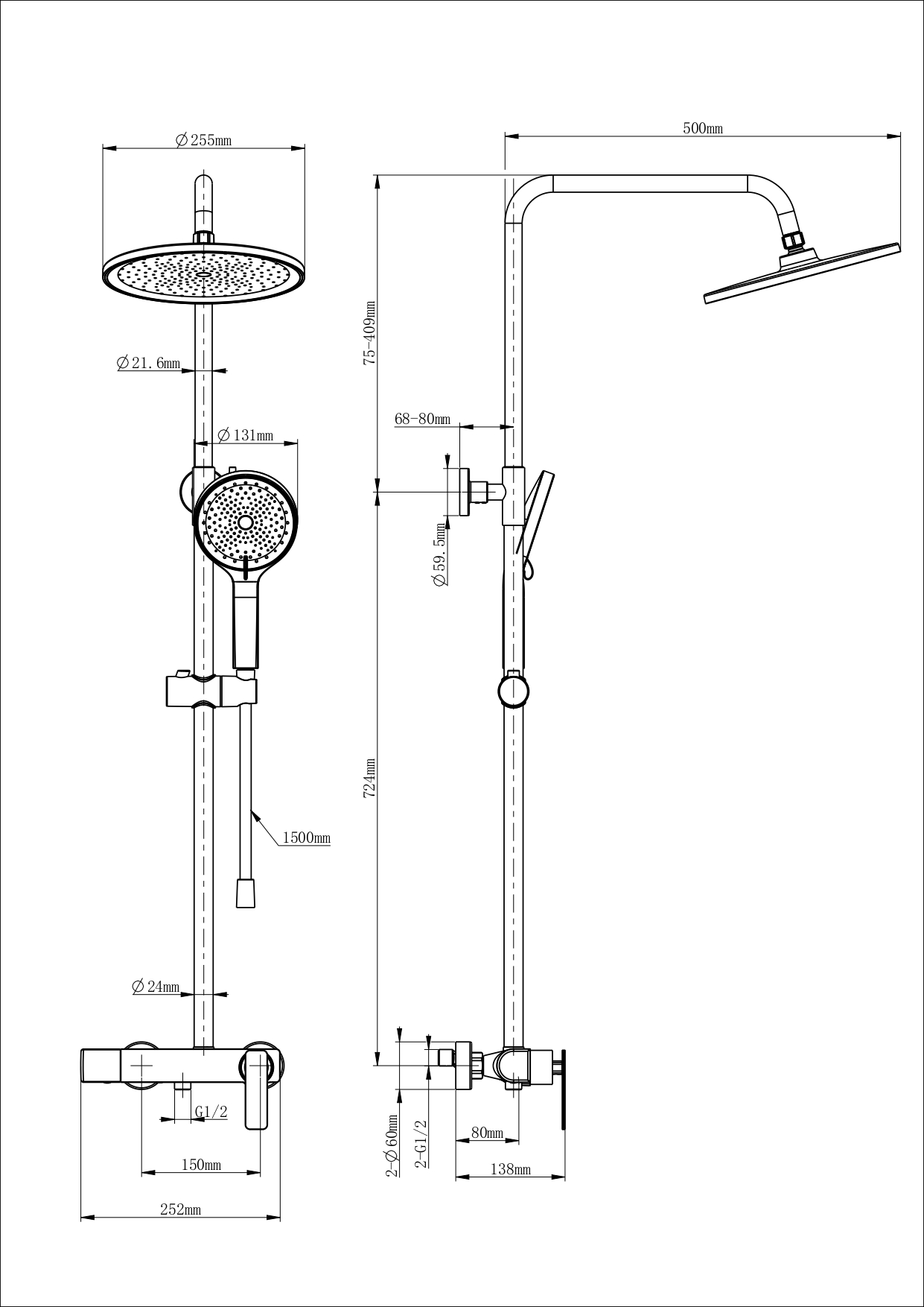 Душевая система WONZON & WOGHAND, Хром WW-B3517-CR